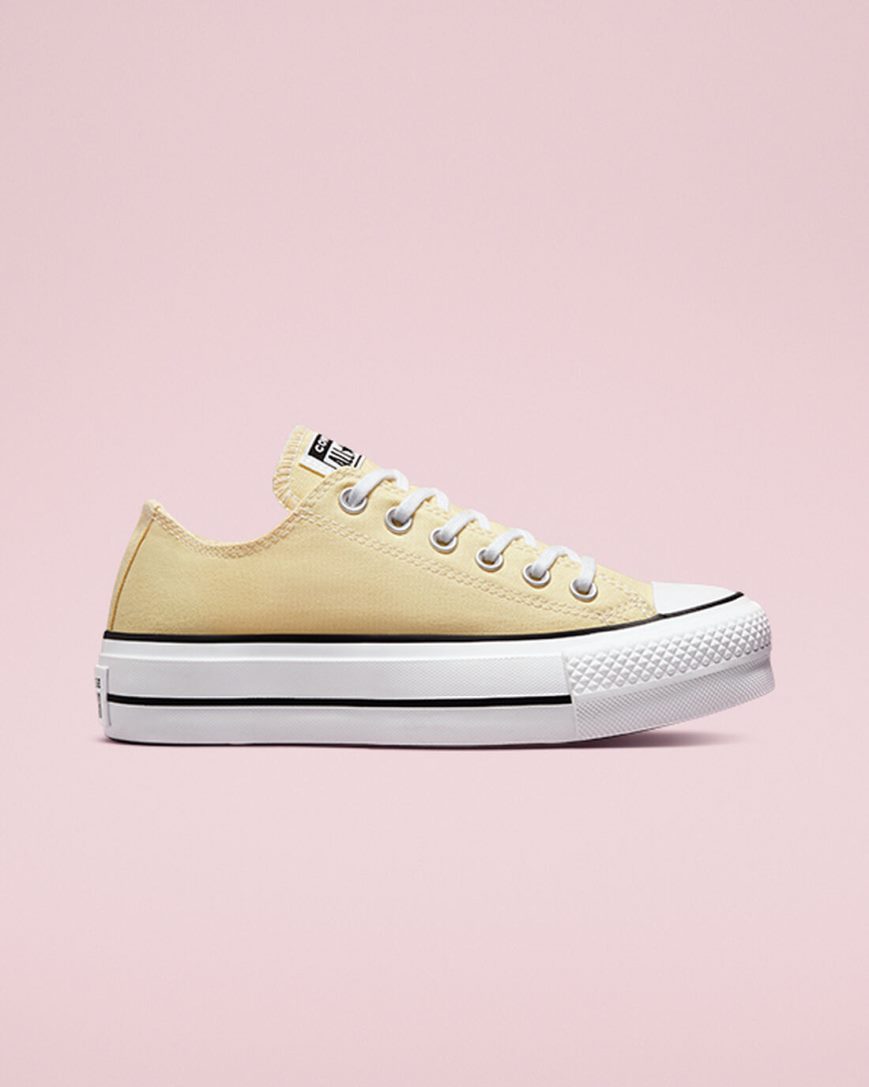 Women\'s Converse Chuck Taylor All Star Lift Seasonal Color Low Top Platform Shoes Lemon / Black / White | AU 6305ES